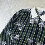 Camicia Vintage Donna Team Made in Italy Fantasia Floreale a Righe (44-M)