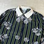 Camicia Vintage Donna Team Made in Italy Fantasia Floreale a Righe (44-M)