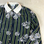 Camicia Vintage Donna Team Made in Italy Fantasia Floreale a Righe (44-M)