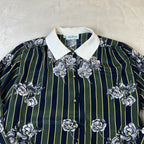 Camicia Vintage Donna Team Made in Italy Fantasia Floreale a Righe (44-M)