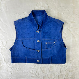 Gilet Vintage Phard in Camoscio Blu (XS)