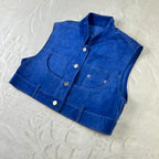 Gilet Vintage Phard in Camoscio Blu (XS)