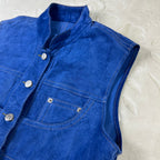 Gilet Vintage Phard in Camoscio Blu (XS)