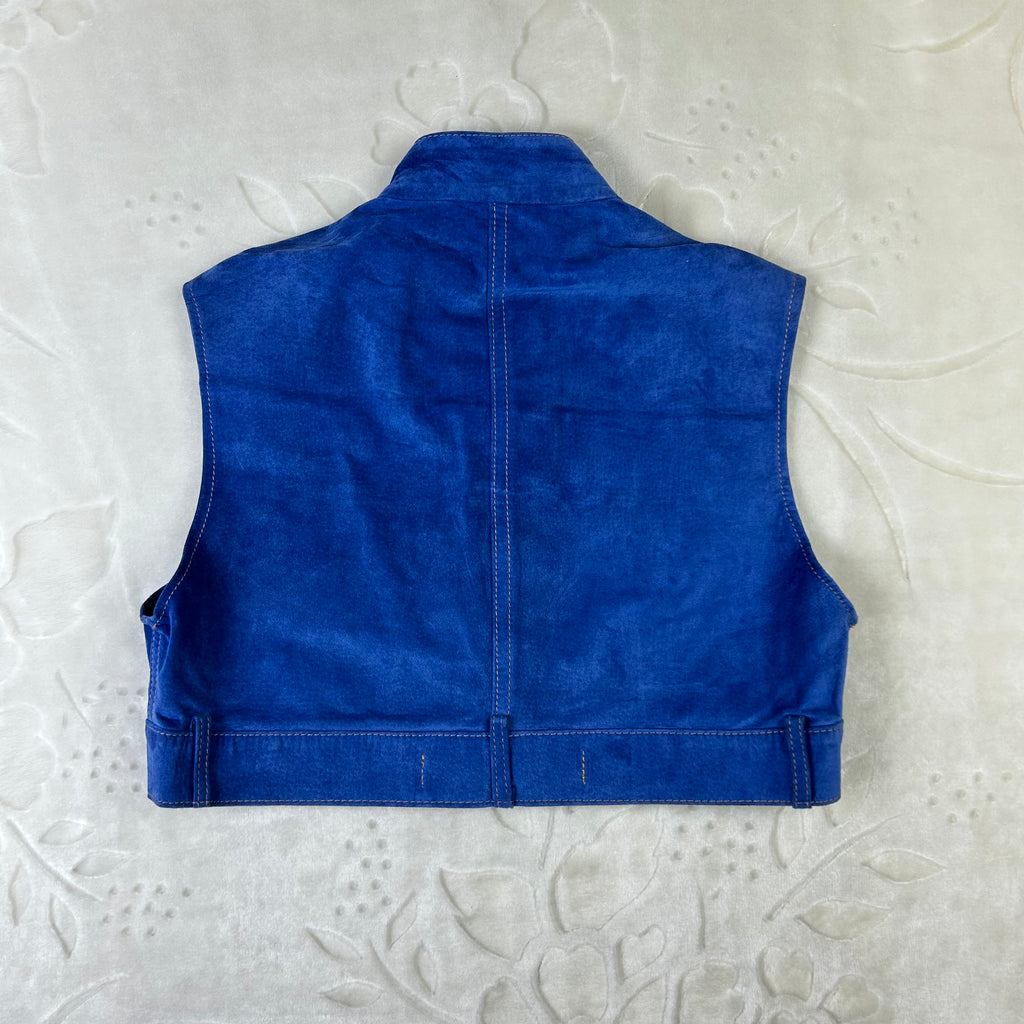 Gilet Vintage Phard in Camoscio Blu (XS)