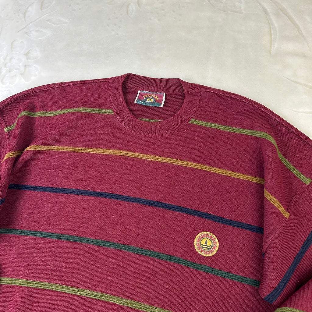 Maglione Navigare Vintage Bordeaux a Righe (XL)
