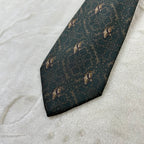 Cravatta Minerva in 100% seta verde scuro fantasia ornamentale