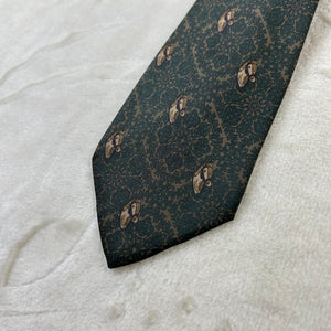 Cravatta Minerva in 100% seta verde scuro fantasia ornamentale