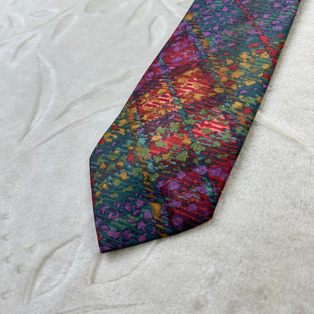 Cravatta Daniel Levil in 100% seta fantasia astratta multicolore Made in Italy