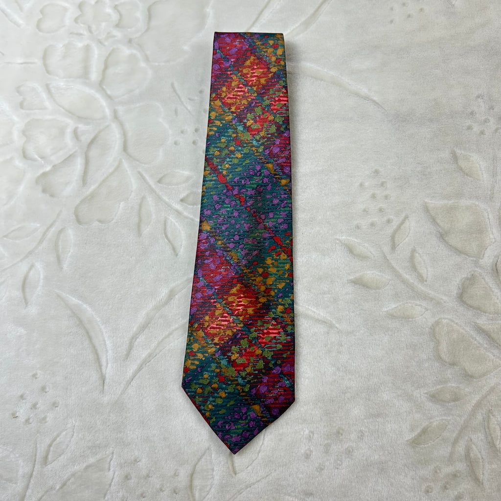 Cravatta Daniel Levil in 100% seta fantasia astratta multicolore Made in Italy