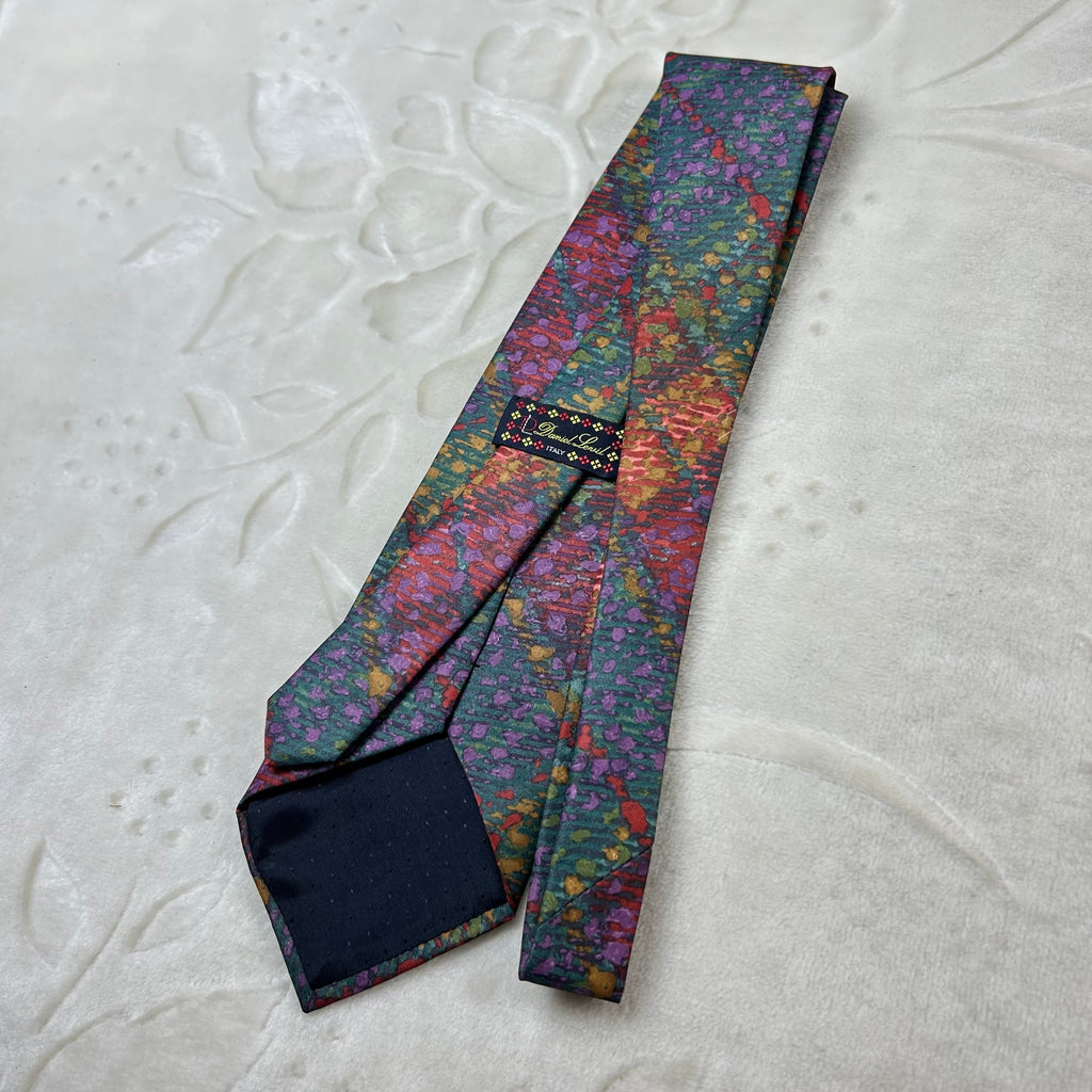 Cravatta Daniel Levil in 100% seta fantasia astratta multicolore Made in Italy