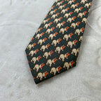 Cravatta Borbonese Made in Italy in 100%seta verde con fantasia animali