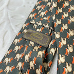 Cravatta Borbonese Made in Italy in 100%seta verde con fantasia animali