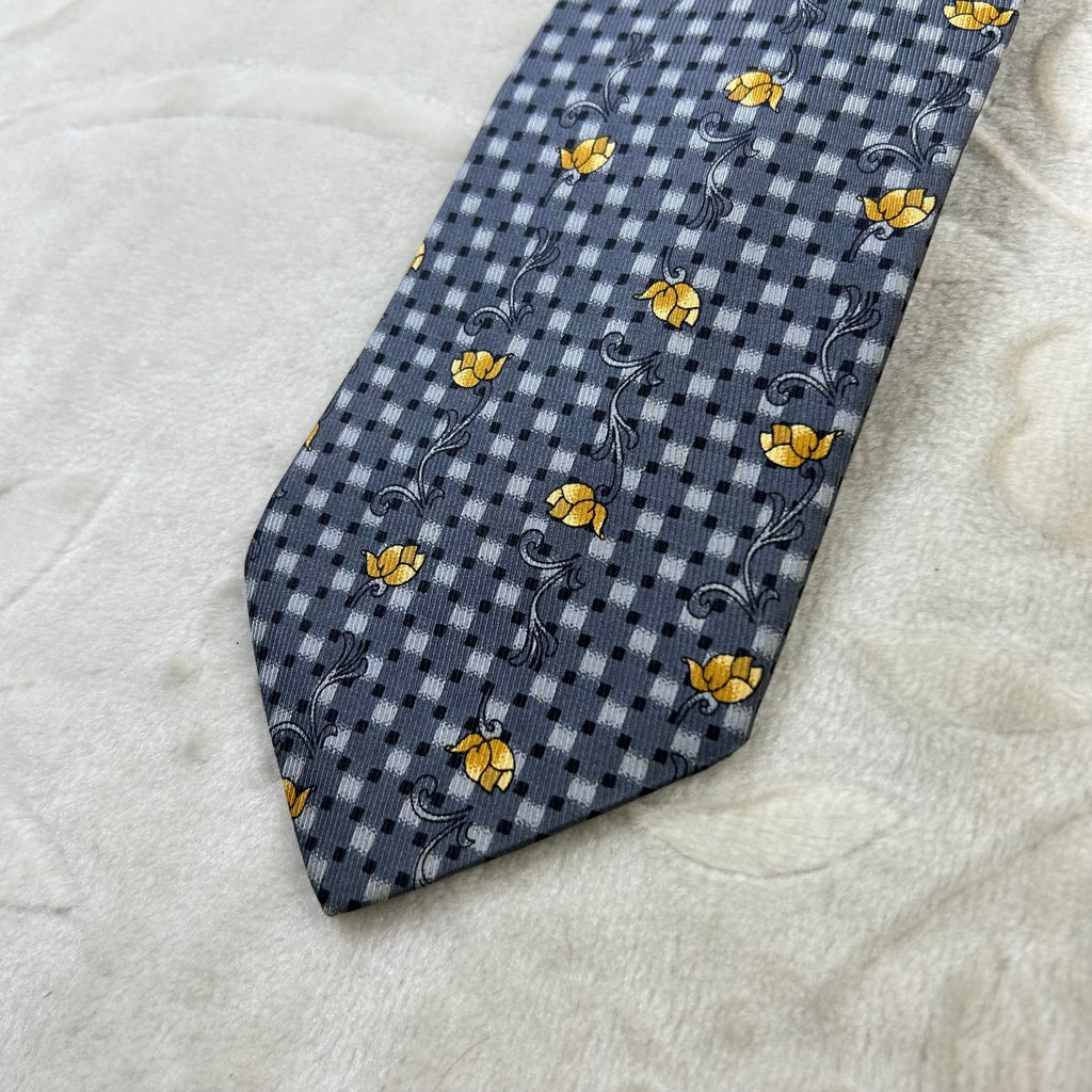 Cravatta Ghilardini 100% Seta Made in Italy Fantasia Floreale Grigia