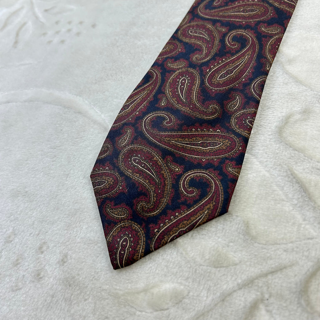 Cravatta Diego Palazzo Milano 100% Seta Paisley Blu Bordeaux Made in Italy