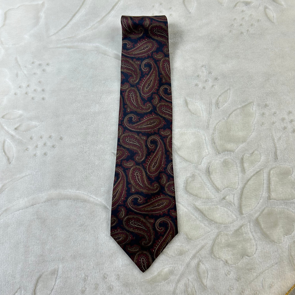 Cravatta Diego Palazzo Milano 100% Seta Paisley Blu Bordeaux Made in Italy