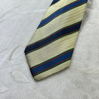 Cravatta Lucien Solari Vintage 100% Seta Regimental Beige Blu Verde Made in Italy