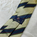 Cravatta Lucien Solari Vintage 100% Seta Regimental Beige Blu Verde Made in Italy