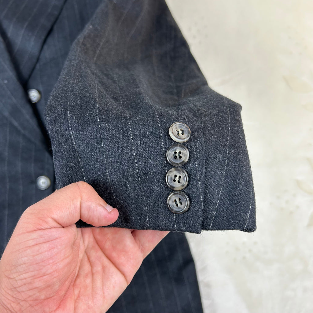 Blazer da uomo Pierre Cardin Paris Vintage Doppiopetto Gessato 100% Lana Merino (56-XXL)