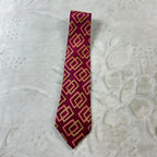 Cravatta Yves Saint Laurent Paris Vintage 100% Seta Fantasia Geometrica Bordeaux