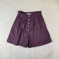 Pantaloncini Vintage da donna Viola Vita Alta con Bottoni (S)