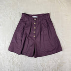 Pantaloncini Vintage da donna Viola Vita Alta con Bottoni (S)