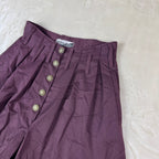 Pantaloncini Vintage da donna Viola Vita Alta con Bottoni (S)