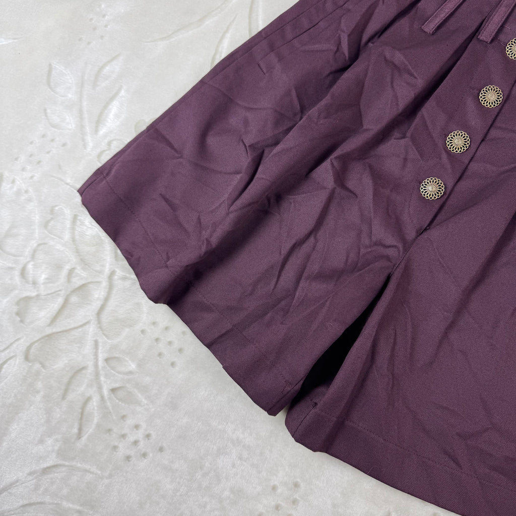 Pantaloncini Vintage da donna Viola Vita Alta con Bottoni (S)