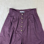 Pantaloncini Vintage da donna Viola Vita Alta con Bottoni (S)