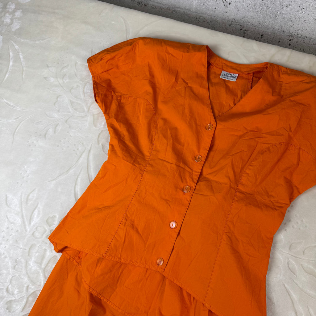 Completo Donna Vintage Nancy Blue Arancione 100% Cotone Made in Italy (46-48)