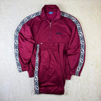 Tuta sportiva Asics Vintage Tracksuit Bordeaux Logo Tape Laterale 2 Pezzi (XL)