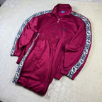 Tuta sportiva Asics Vintage Tracksuit Bordeaux Logo Tape Laterale 2 Pezzi (XL)