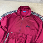 Tuta sportiva Asics Vintage Tracksuit Bordeaux Logo Tape Laterale 2 Pezzi (XL)