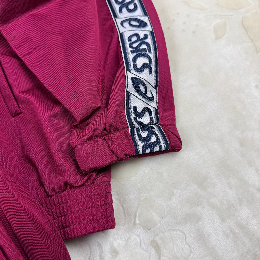 Tuta sportiva Asics Vintage Tracksuit Bordeaux Logo Tape Laterale 2 Pezzi (XL)