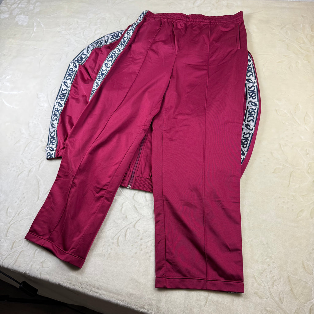 Tuta sportiva Asics Vintage Tracksuit Bordeaux Logo Tape Laterale 2 Pezzi (XL)