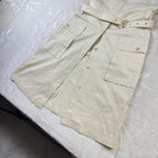 Vestito Chemisier Vintage Beretta Safari Beige in Cotone con Cintura Made in Italy (M)