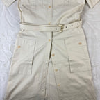Vestito Chemisier Vintage Beretta Safari Beige in Cotone con Cintura Made in Italy (M)