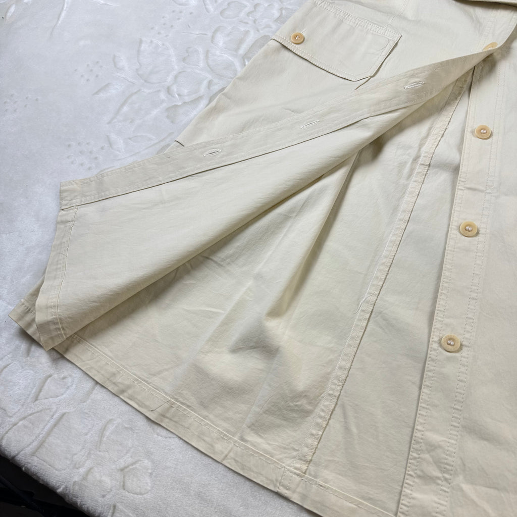 Vestito Chemisier Vintage Beretta Safari Beige in Cotone con Cintura Made in Italy (M)