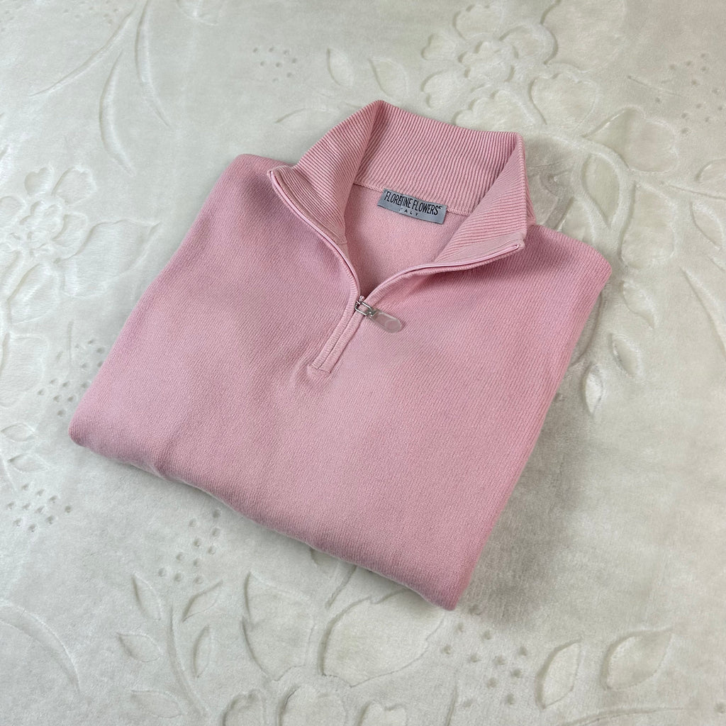 Maglione Florentine Flowers 100% Cashmere Rosa Mezza Zip 46 (M)