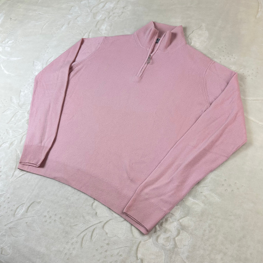 Maglione Florentine Flowers 100% Cashmere Rosa Mezza Zip 46 (M)