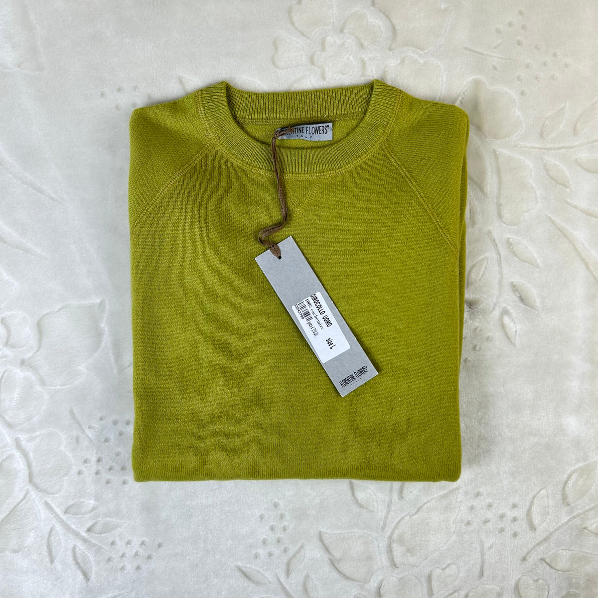 Maglione Florentine Flowers 100% Cashmere Verde Lime 48 (L)