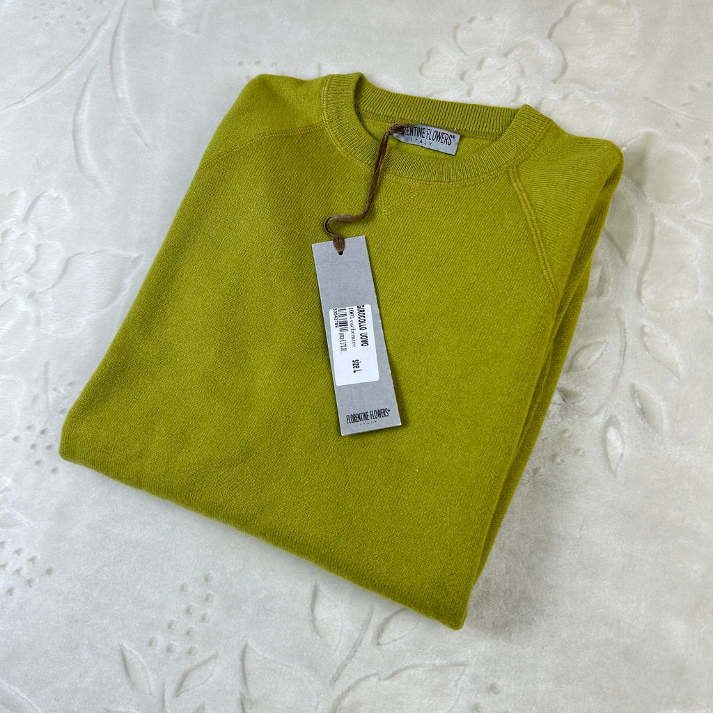 Maglione Florentine Flowers 100% Cashmere Verde Lime 48 (L)