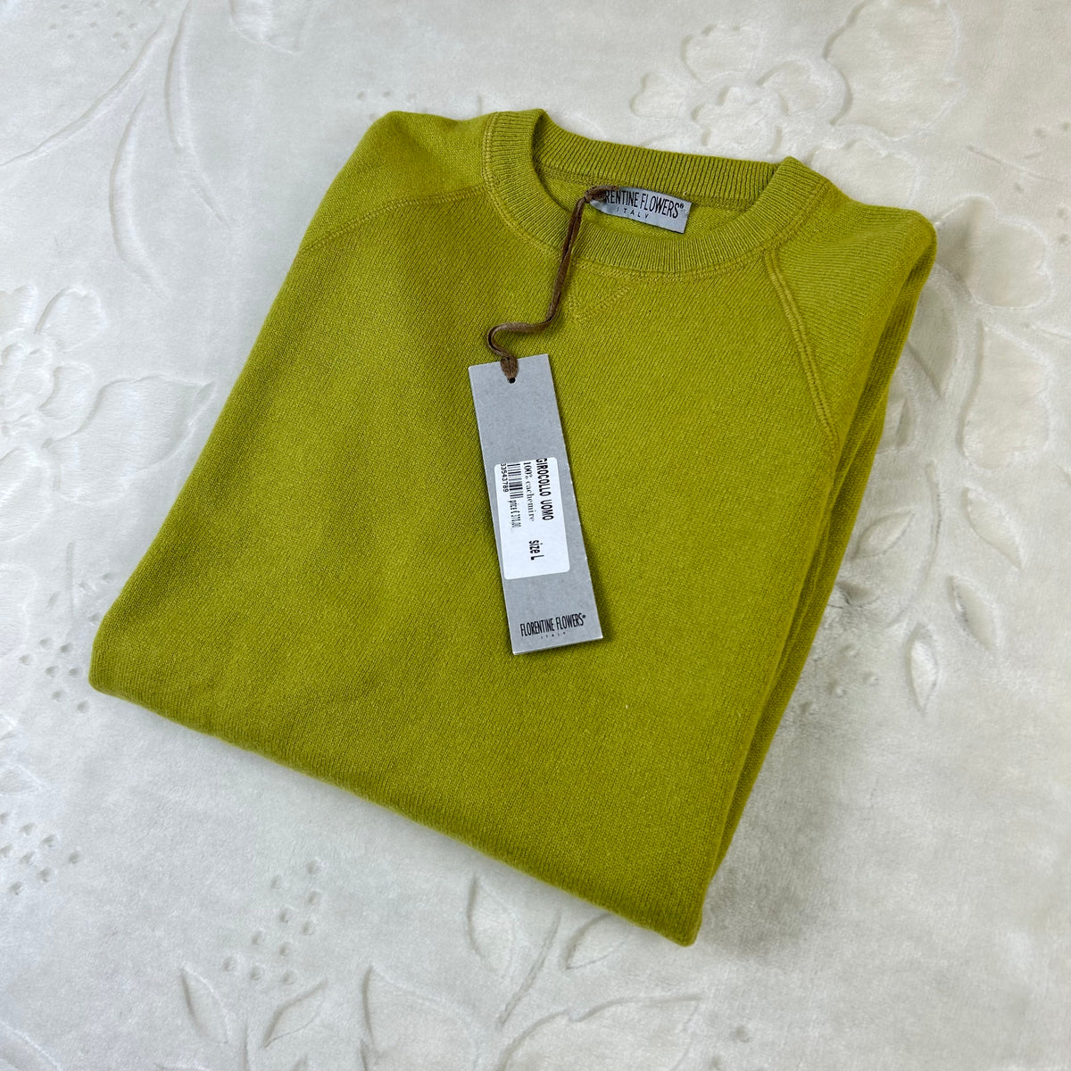 Maglione Florentine Flowers 100% Cashmere Verde Lime 48 (L)
