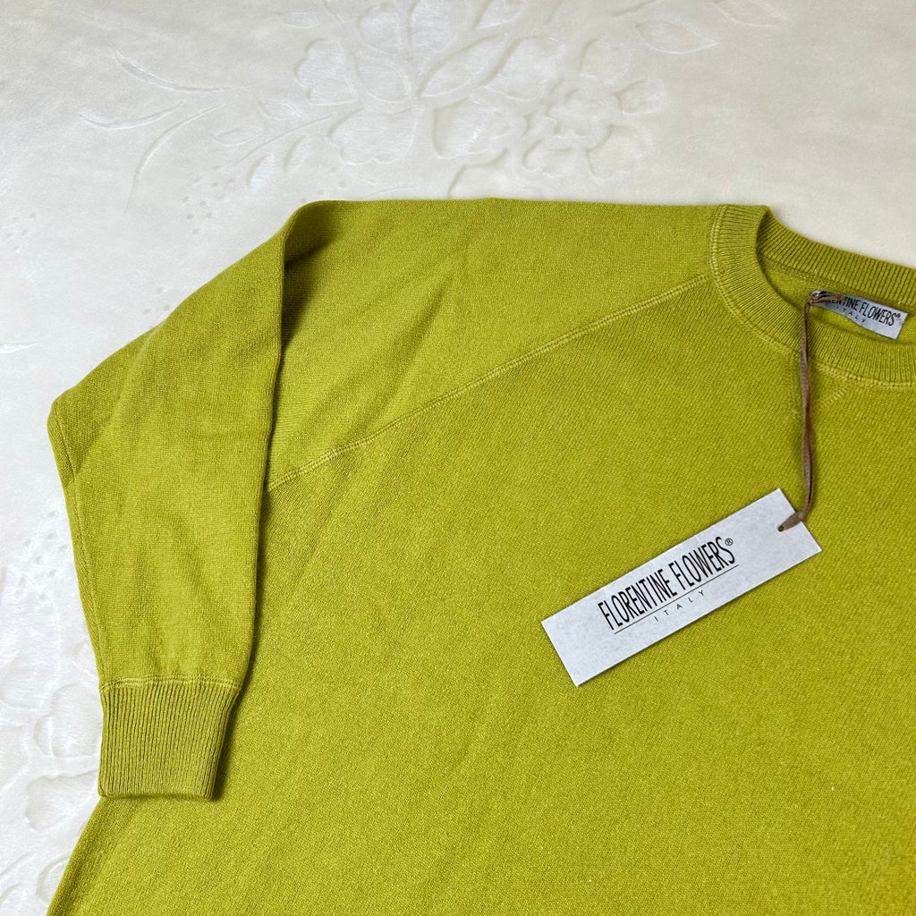 Maglione Florentine Flowers 100% Cashmere Verde Lime 48 (L)