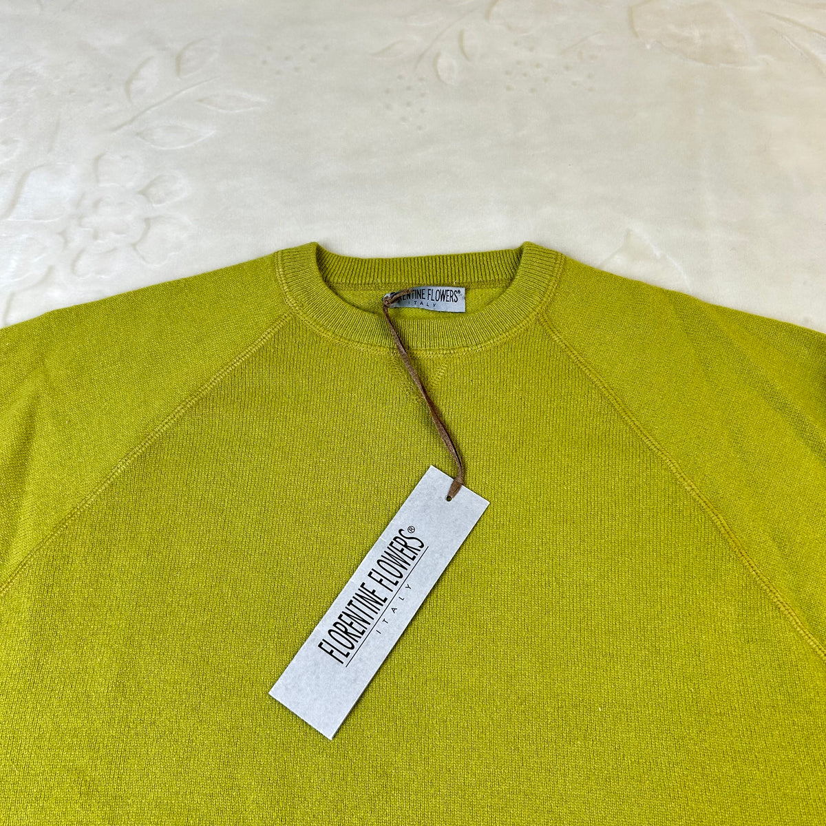 Maglione Florentine Flowers 100% Cashmere Verde Lime 48 (L)