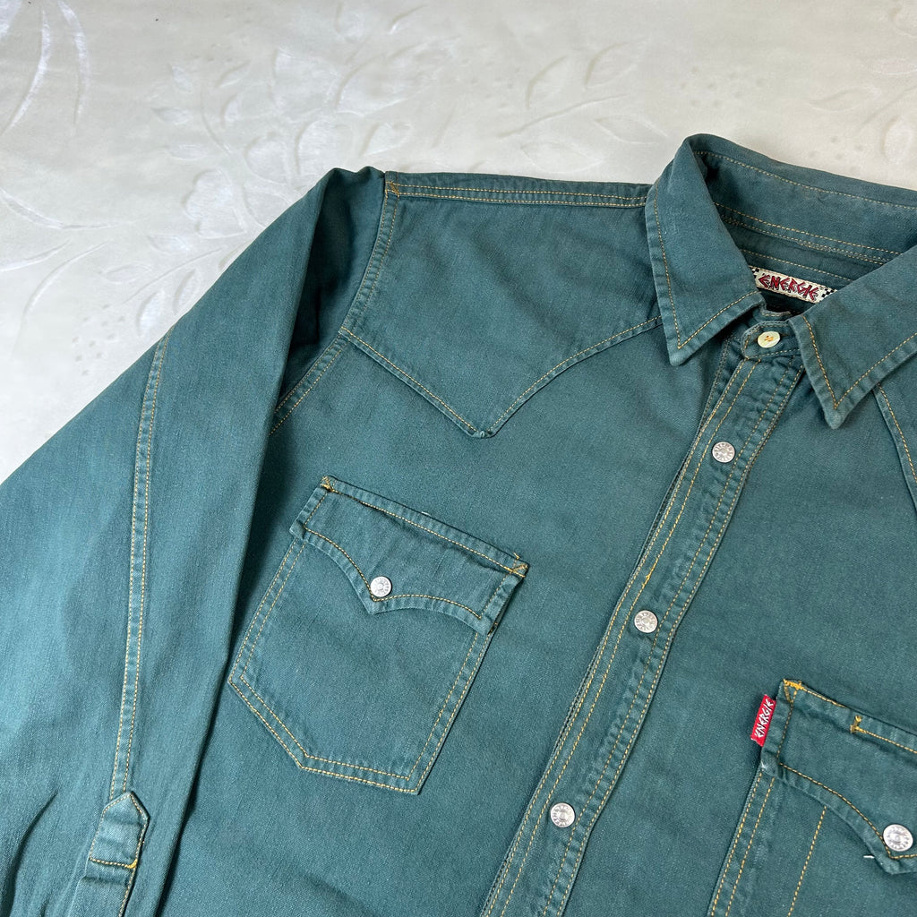 Camicia Energie Vintage Western Verde Petrolio Taglia (XL)