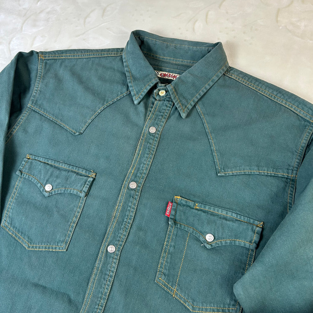 Camicia Energie Vintage Western Verde Petrolio Taglia (XL)