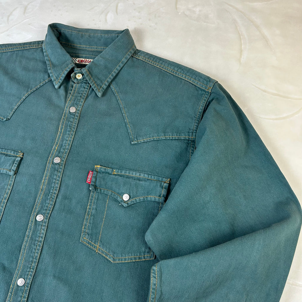 Camicia Energie Vintage Western Verde Petrolio Taglia (XL)