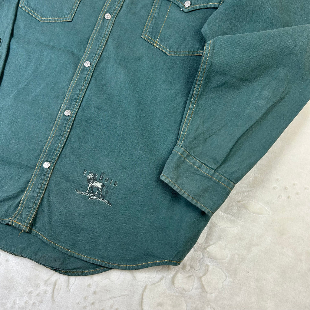 Camicia Energie Vintage Western Verde Petrolio Taglia (XL)