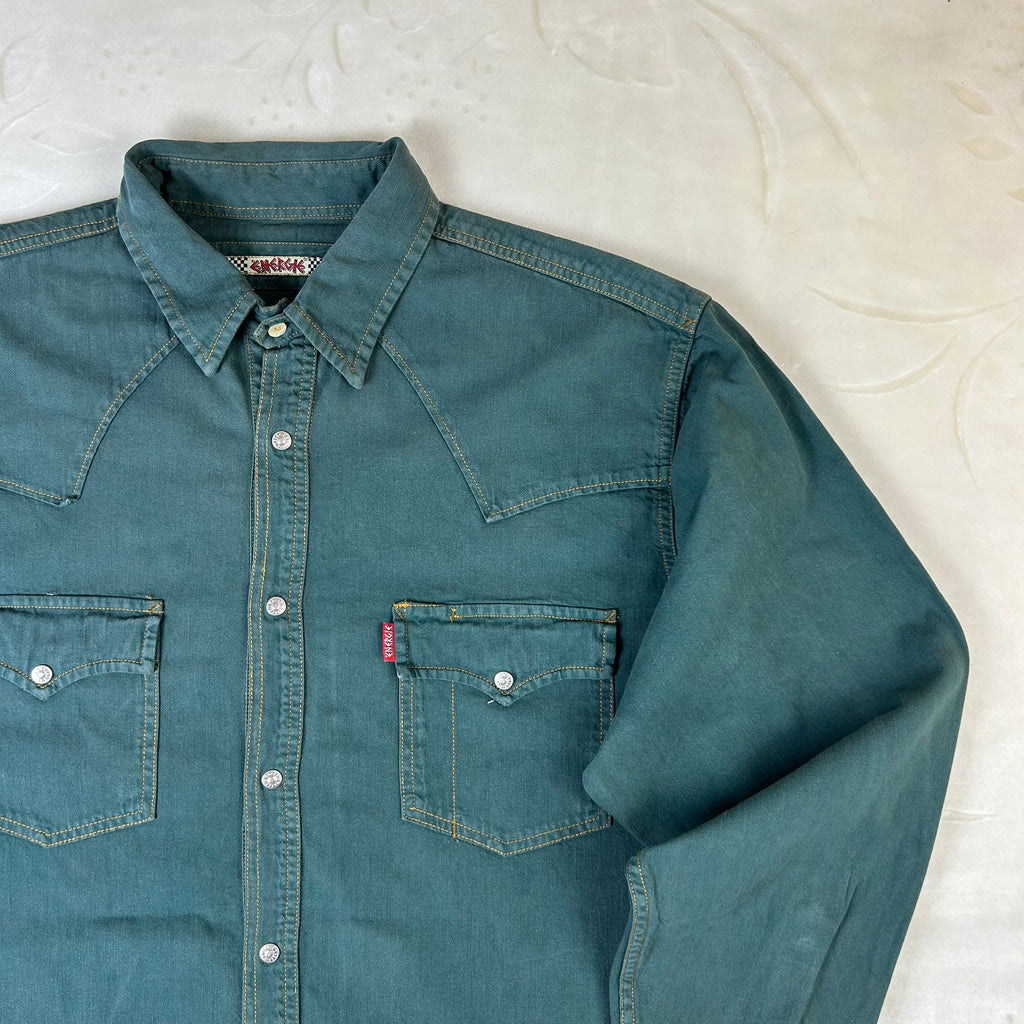 Camicia Energie Vintage Western Verde Petrolio Taglia (XL)