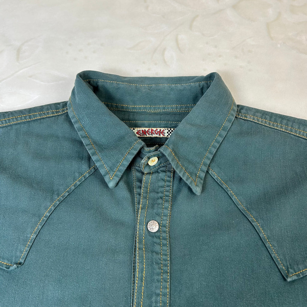 Camicia Energie Vintage Western Verde Petrolio Taglia (XL)